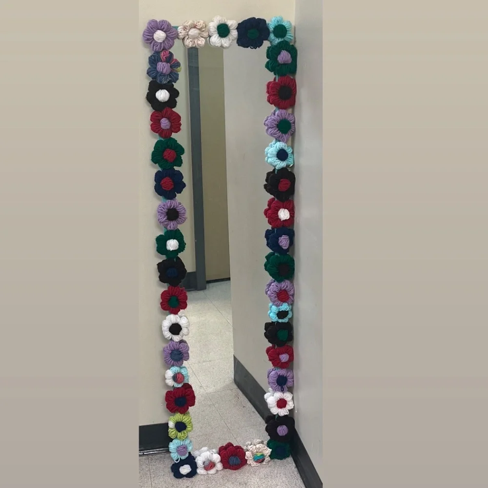 Homemade Flower crochet mirrors